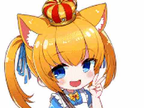 王冠をかぶり、青いメイド服を着た猫耳のnmちゃん